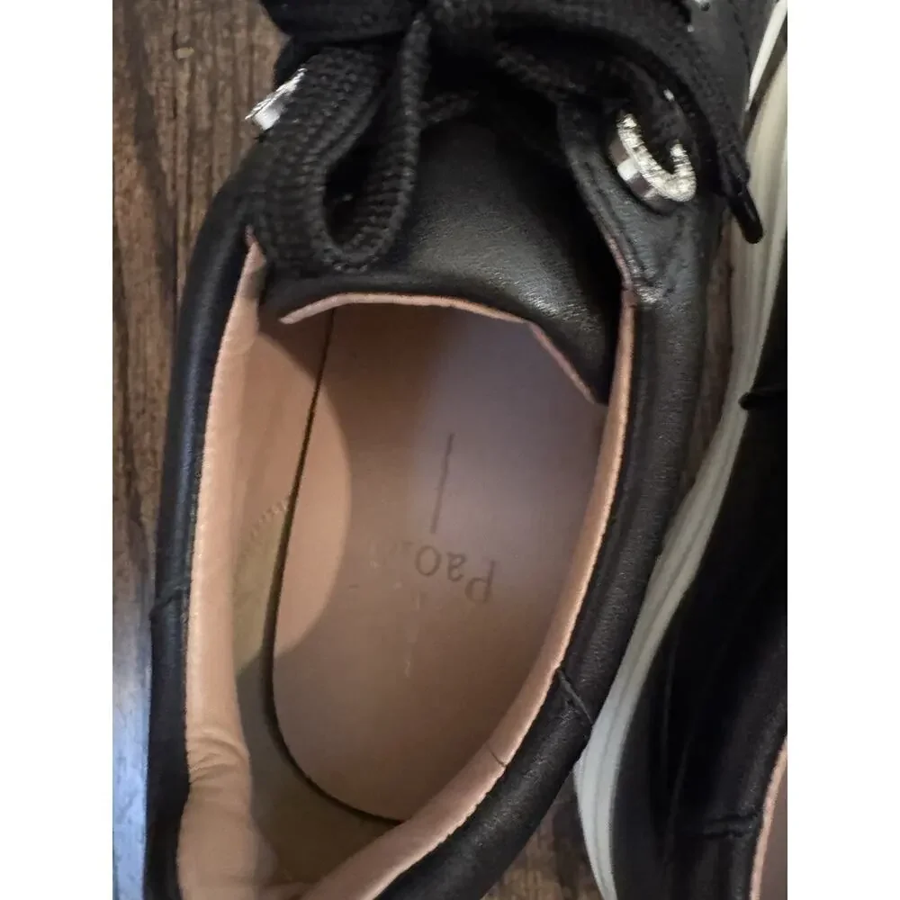 Linea Paolo Jett Platform Sneaker Shoes Lace-Up Women's Black Size 9